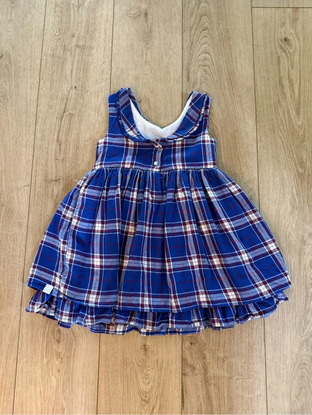 SweetHoney Blue Plaid Sleeveless Layered Dress